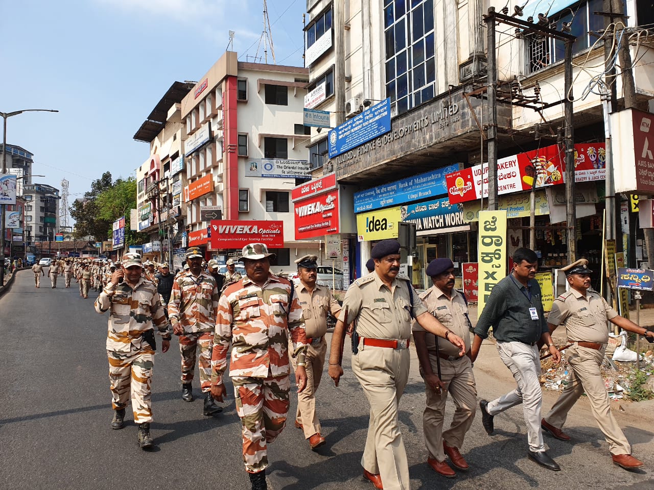 District Police along with ITBP took out a route march in Udupi district